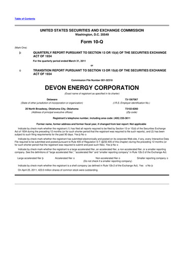 Thumbnail Devon Energy
 10-Q Quarterly Report FY2011 