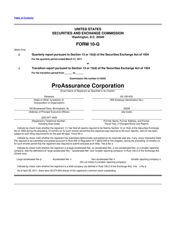 Thumbnail ProAssurance 10-Q Quarterly Report FY2011 