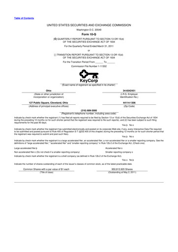 Miniature KeyCorp (KeyBank) 10-Q Rapport trimestriel 2011 