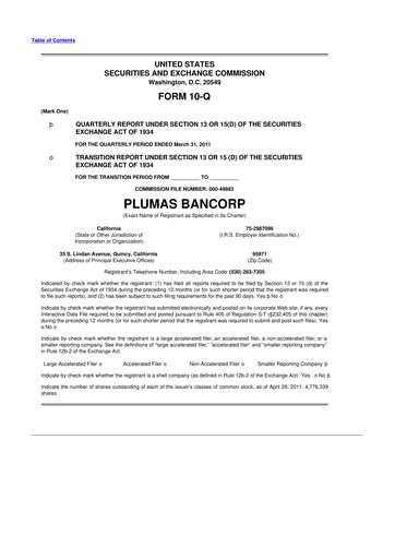 Vorschaubild Plumas Bancorp 10-Q Quartalsbericht  