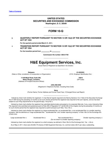 Thumbnail H&E Equipment Services 10-Q Quarterly Report FY 