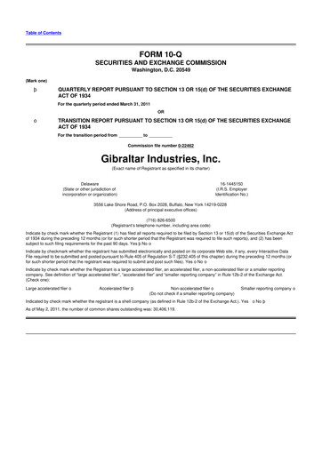 Thumbnail Gibraltar Industries
 10-Q Quarterly Report FY2011 