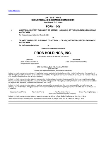 Thumbnail PROS Holdings, Inc.
 10-Q Quarterly Report FY 