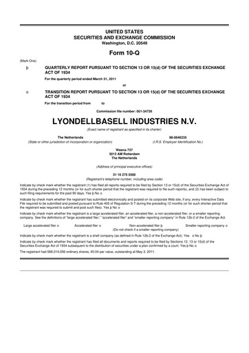 Vorschaubild LyondellBasell 10-Q Quartalsbericht  