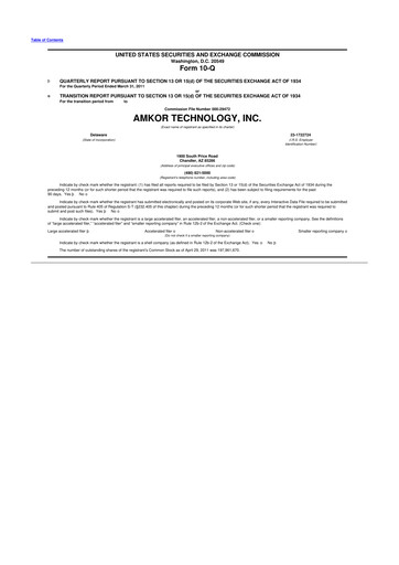 Vorschaubild Amkor Technology
 10-Q Quartalsbericht 2011 