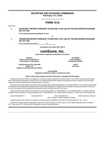 Thumbnail Comscore
 10-Q Quarterly Report FY 