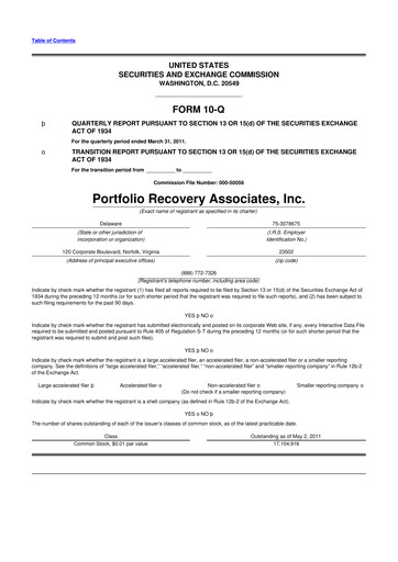 Thumbnail PRA Group
 10-Q Quarterly Report FY2011 