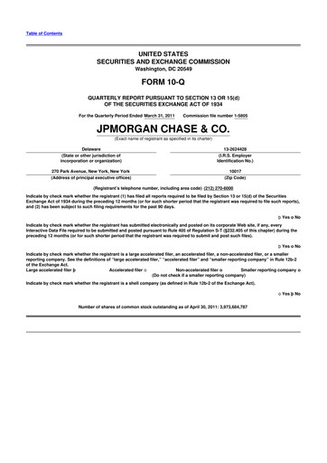 Vorschaubild JPMorgan Chase 10-Q Quartalsbericht 2011 