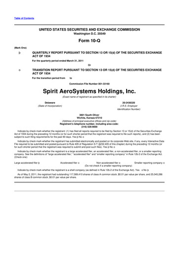 Miniature Spirit AeroSystems 10-Q Rapport trimestriel 2011 