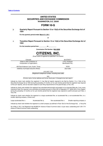 Thumbnail Citizens Inc 10-Q Quarterly Report FY 