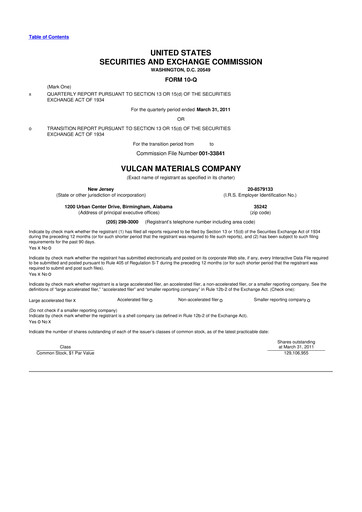 Thumbnail Vulcan Materials 10-Q Quarterly Report FY2011 