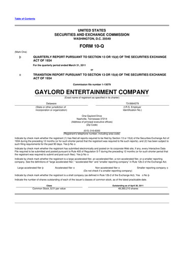 Vorschaubild Ryman Hospitality Properties 10-Q Quartalsbericht 2011 