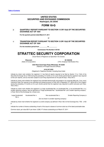 Vorschaubild Strattec Security 10-Q Quartalsbericht  