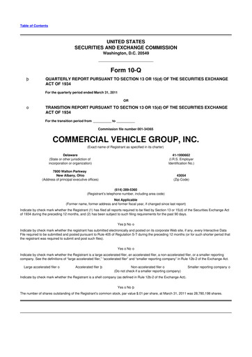 Vorschaubild Commercial Vehicle Group (CVG) 10-Q Quartalsbericht  