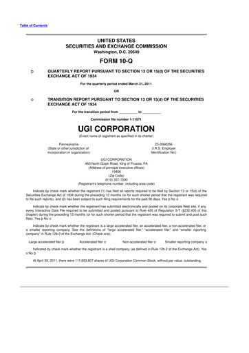 Thumbnail UGI Corporation
 10-Q Quarterly Report FY2011 