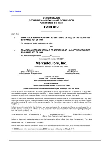 Vorschaubild MercadoLibre 10-Q Quartalsbericht 2010 