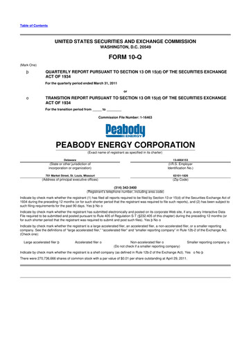Thumbnail Peabody Energy
 10-Q Quarterly Report FY2011 
