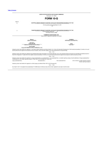Vorschaubild Commerce Bancshares
 10-Q Quartalsbericht 2011 