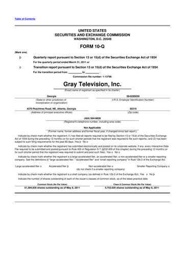 Miniature Gray Media
 10-Q Rapport trimestriel  