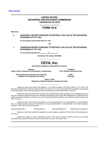 Thumbnail CEVA
 10-Q Quarterly Report FY 