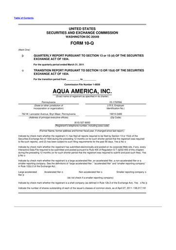 Thumbnail Essential Utilities
 10-Q Quarterly Report FY2011 