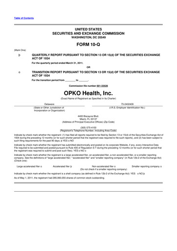 Thumbnail OPKO Health
 10-Q Quarterly Report FY 