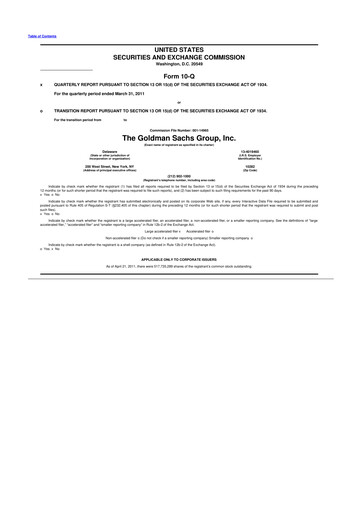 Vorschaubild Goldman Sachs 10-Q Quartalsbericht 2011 