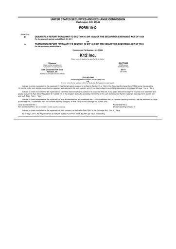 Thumbnail Stride (K12 Education)
 10-Q Quarterly Report FY 