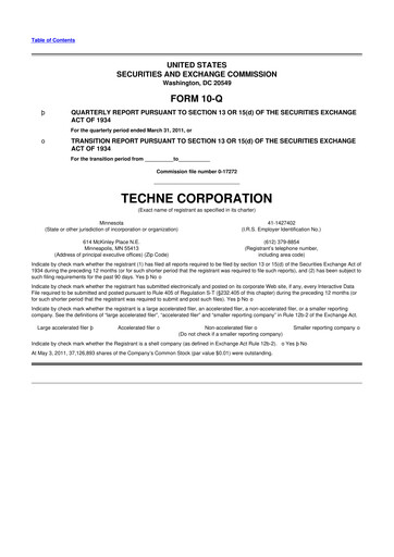 Miniature Bio-Techne 10-Q Rapport trimestriel 2011 