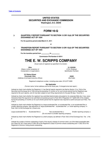 Thumbnail E. W. Scripps Company
 10-Q Quarterly Report FY 