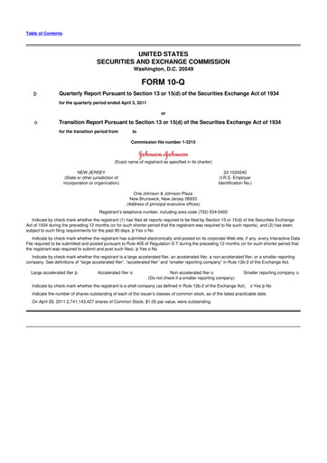 Thumbnail Johnson & Johnson 10-Q Quarterly Report FY2011 