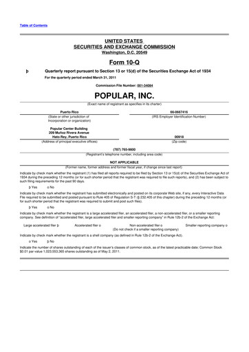 Thumbnail Popular, Inc. (Banco Popular de Puerto Rico) 10-Q Quarterly Report FY2011 