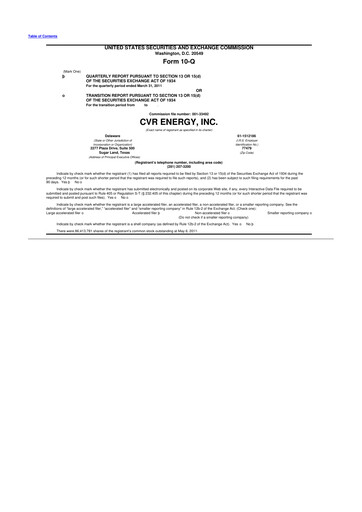 Thumbnail CVR Energy 10-Q Quarterly Report FY 