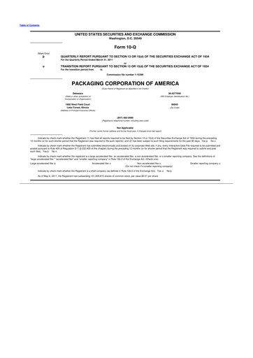 Vorschaubild Packaging Corporation of America
 10-Q Quartalsbericht 2011 
