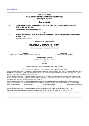 Thumbnail Energy Focus 10-Q Quarterly Report FY 