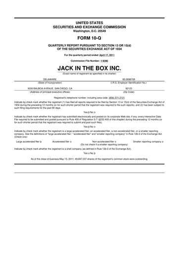 Thumbnail Jack in the Box
 10-Q Quarterly Report FY2011 