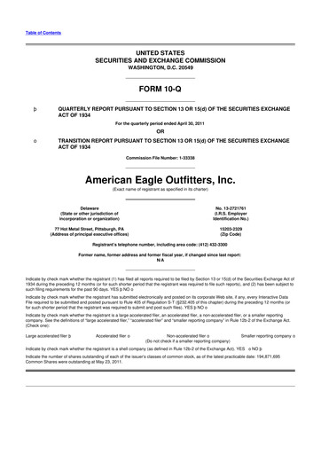 Thumbnail American Eagle Outfitters
 10-Q Quarterly Report FY2011 