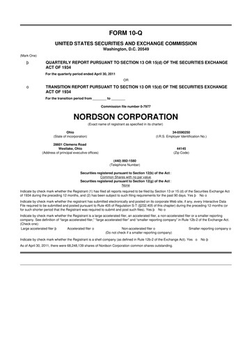 Thumbnail Nordson 10-Q Quarterly Report FY2011 