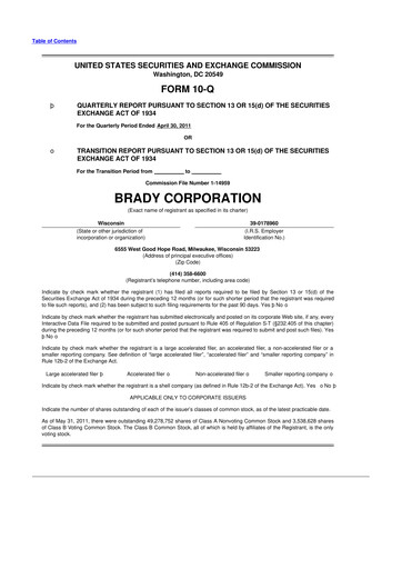 Thumbnail Brady Corporation 10-Q Quarterly Report FY2011 
