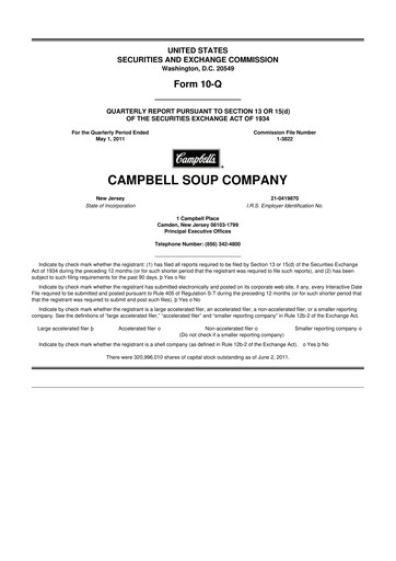 Miniature 
Campbell's 10-Q Rapport trimestriel 2011 