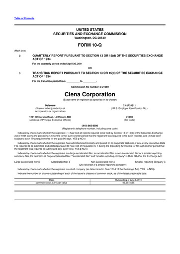 Thumbnail Ciena 10-Q Quarterly Report FY2011 