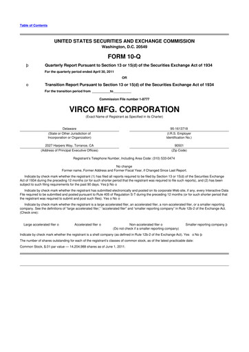 Thumbnail Virco Manufacturing 10-Q Quarterly Report FY 