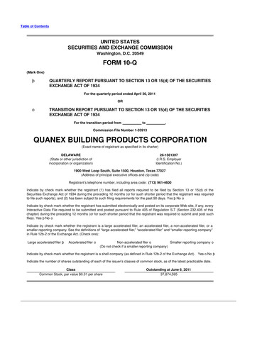 Thumbnail Quanex Building Products 10-Q Quarterly Report FY2011 