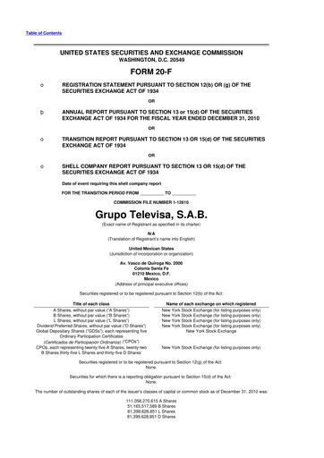 Thumbnail Televisa 20-F Annual Report 