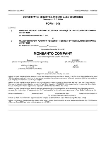 Thumbnail Monsanto 10-Q Quarterly Report FY2011 