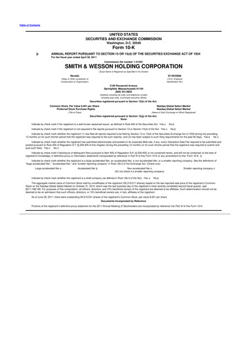 Miniature Smith & Wesson 10-K Rapport annuel 