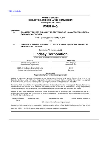 Thumbnail Lindsay Corporation
 10-Q Quarterly Report FY 
