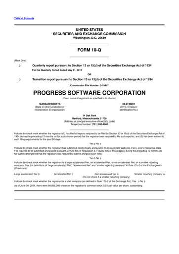 Thumbnail Progress Software
 10-Q Quarterly Report FY2011 