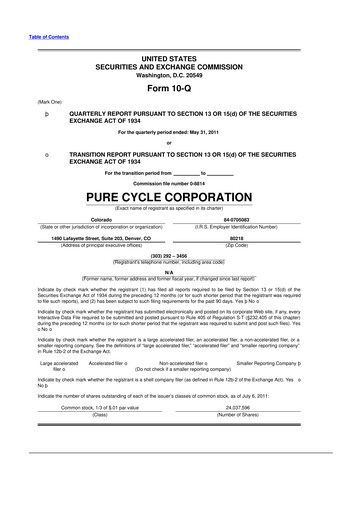 Vorschaubild Pure Cycle (water) 10-Q Quartalsbericht  