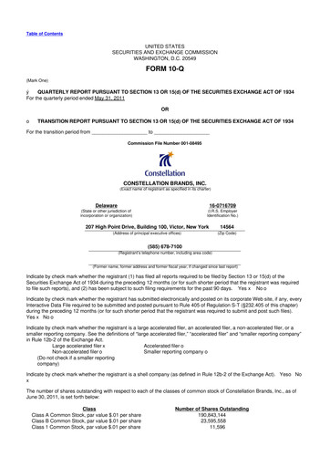 Miniature Constellation Brands 10-Q Rapport trimestriel 2012 